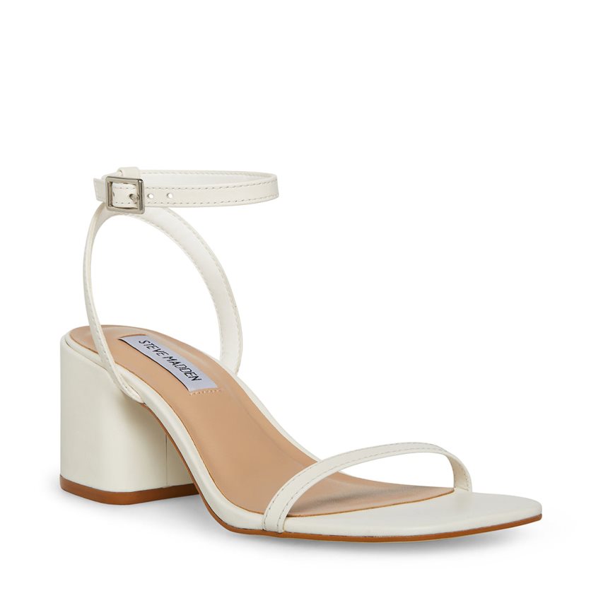 White Steve Madden Audrina Leather Women's Heels Sandals | PH 5019FKY